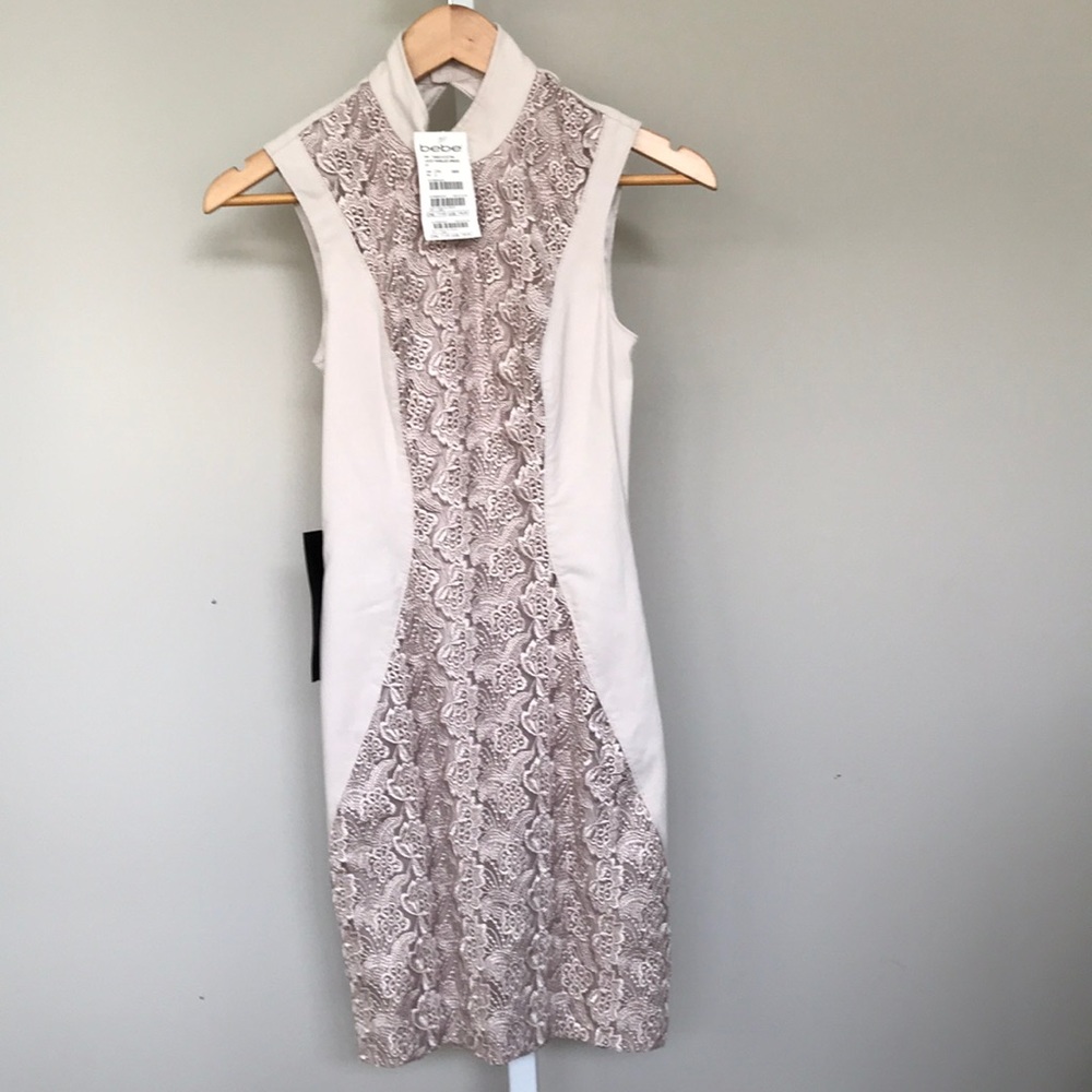 Bebe Lace Paneled Dress Size 2 New with Tag